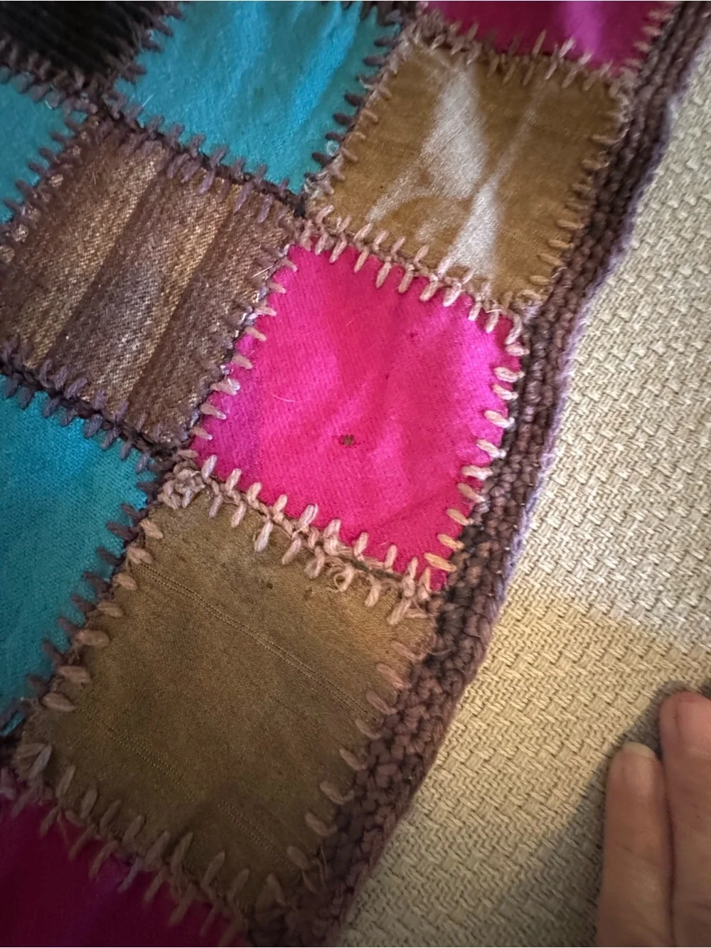 Patchwork Quilted Throw Blanket - Multicolor Squares